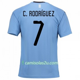 Camisolas de Futebol Uruguai C.Rodgrizuez 7 Equipamento Principal Copa do Mundo 2018 Manga Curta